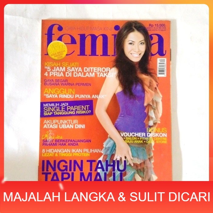 Majalah FEMINA No.20 Mei 2006 Cover ANGGUN C. SASMI Langka