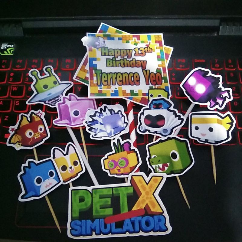 cake topper hiasan kue simulator pet x roblox