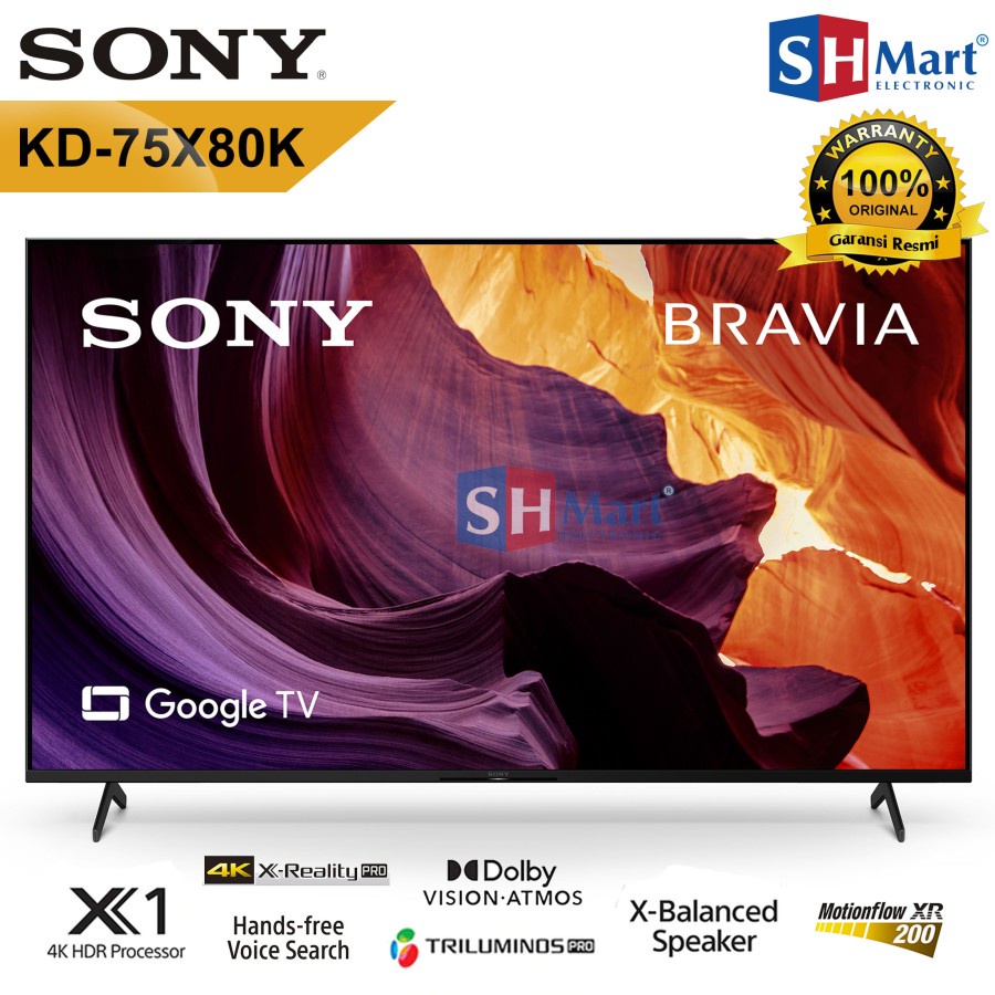 TV SONY 75 INCH KD-75X80K 4K HDR PROCESSOR X1 KD75X80K 75X80K GARANSI RESMI (MEDAN)