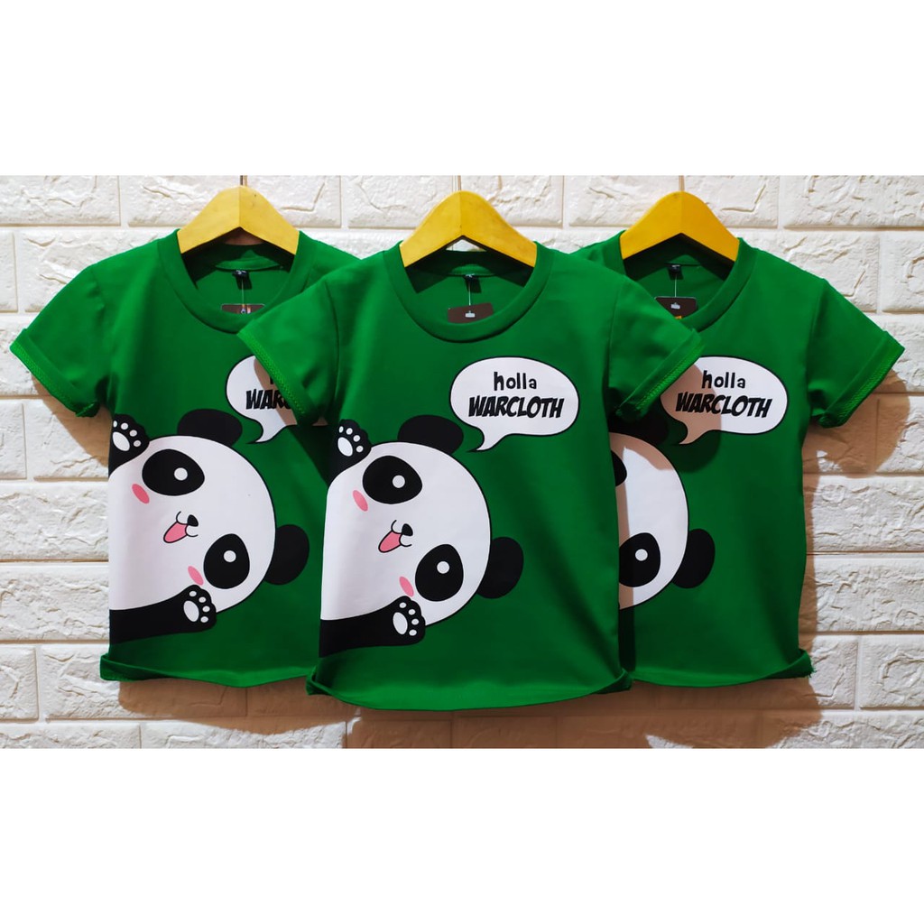 Kaos Anak Laki Lak Panda Hijau Bahan Adem