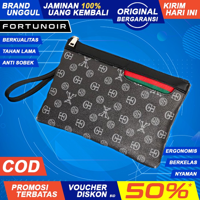 Tas Tangan Handbag Clutch Pegang Pegangan Pesta Fashion Gaul Keren Kulit Pria Cowok Cewek Laki FN406