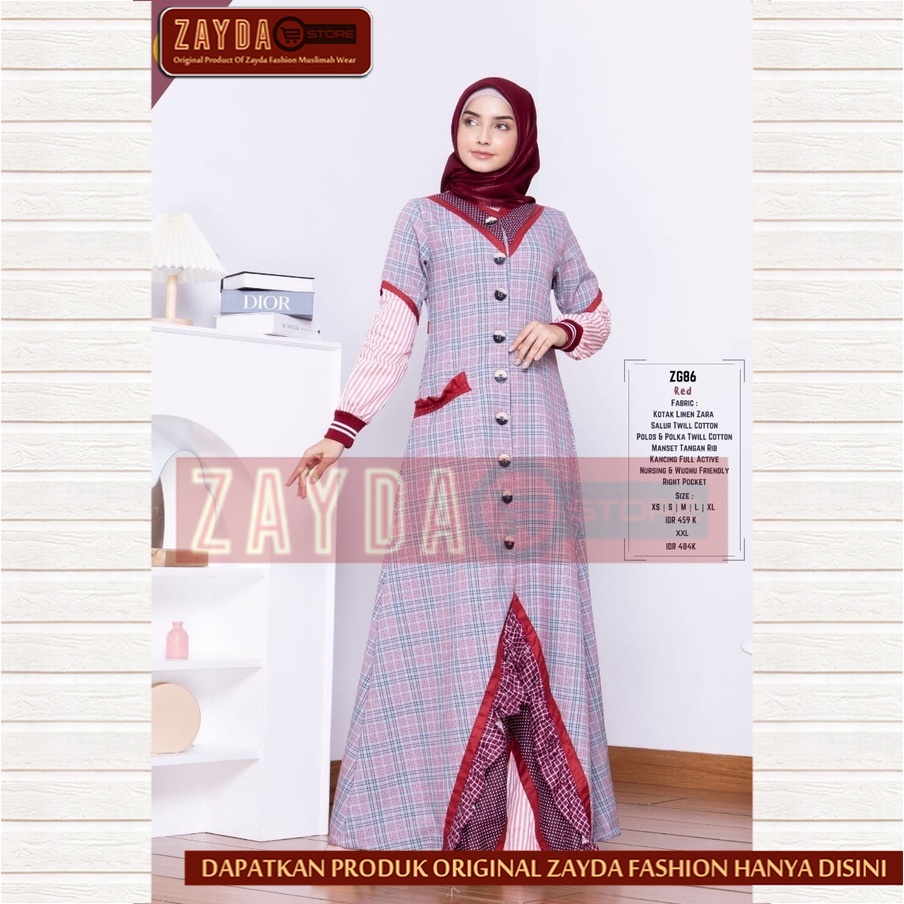 Gamis Remaja Terbaru Gamis Zayda Fashion Gamis Wanita Katun Original ZG86 Red