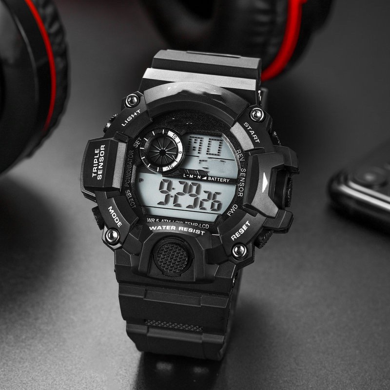 Edisi Terbaru Jam Tangan Pria type Q9400 Digital Black Rubber