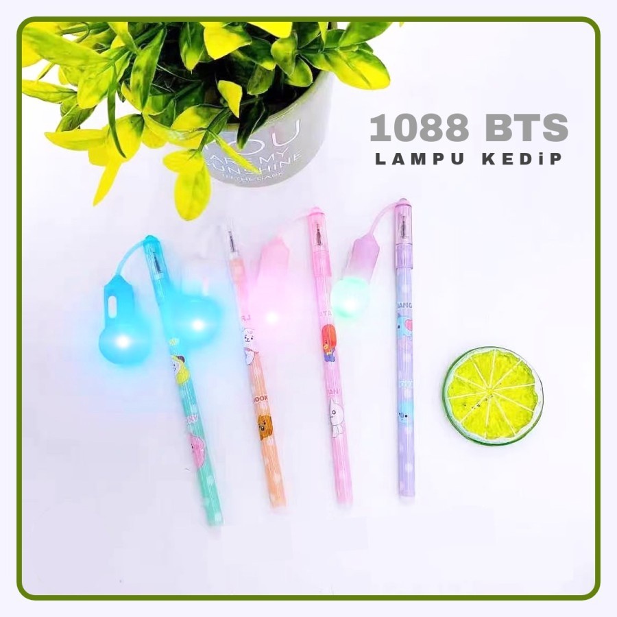 

SJS Balpen Gel Fancy+Gantungan Lampu Kelap Kelip Warna Warni BTS/ Pen