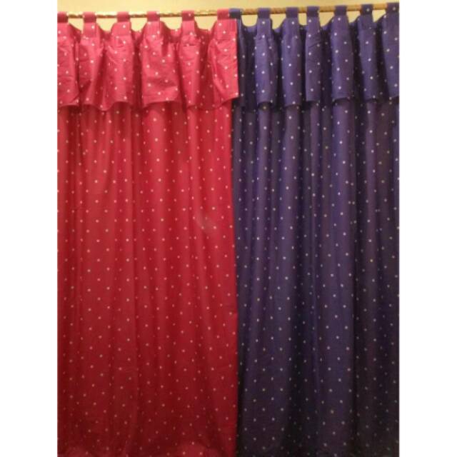 Gorden anak/gorden karakter/gorden bahan katun premium motif dotty merah