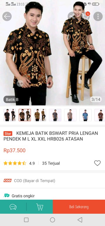 Kemeja Batik Bswart Pria Lengan Pendek M L Xl Xxl Hrb026 Atasan Fashion Pria Batik Distro