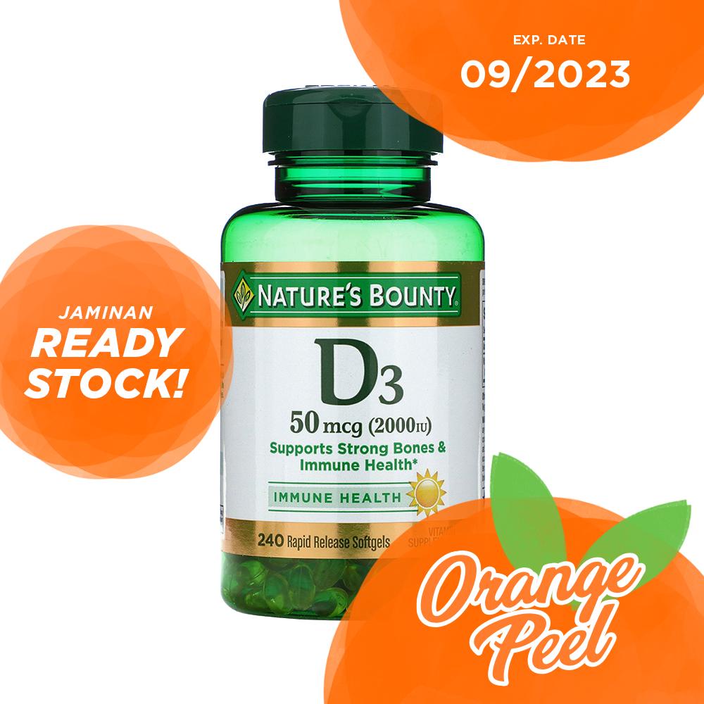 Nature's Bounty D3 2000 IU 50 mcg Immune Health 240 Rapid Release Softgels