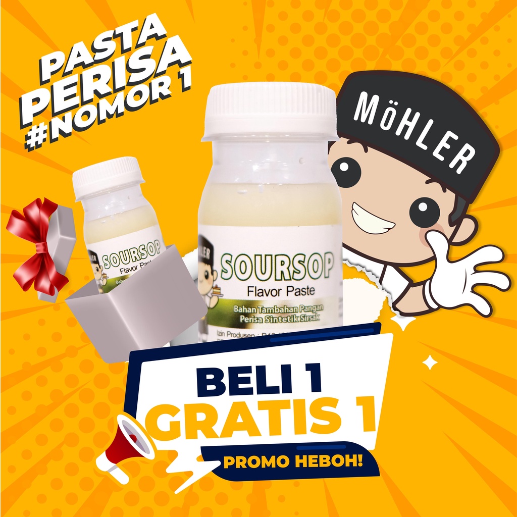 MOHLER Pasta perisa pewarna SIRSAK / SOURSOP (KLIK KOMBO HEMAT UNTUK BELI 1 GRATIS 1)