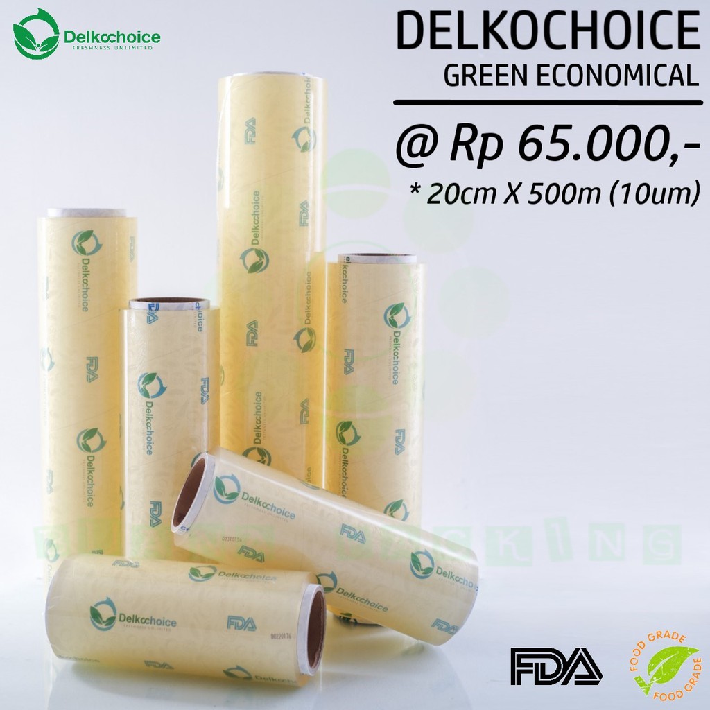 

PLASTIK PEMBUNGKUS MAKANAN - PLASTIK WRAPPING MAKANAN - PLASTIK CLING DELKOCHOICE GREEN