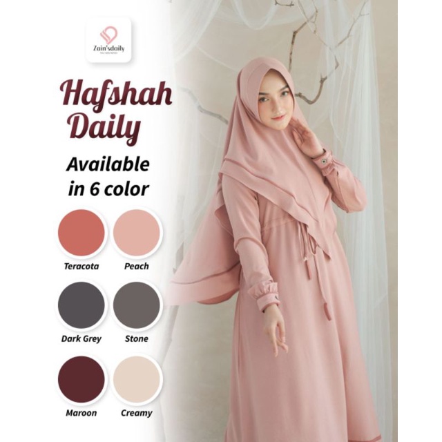 Ready Stok Gamis Syar'i Kekinian buat Remaja & Dewasa Hafshah by Zain's Daily ORI