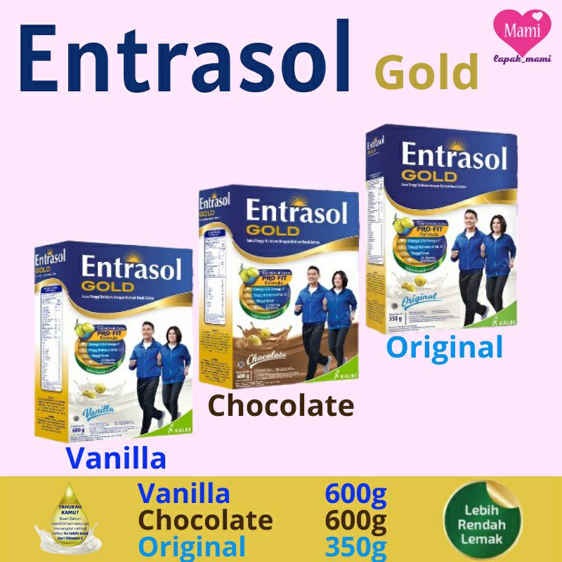 Entrasol Gold 580gr l 600 gr Original Vanila Coklat - Susu Lansia