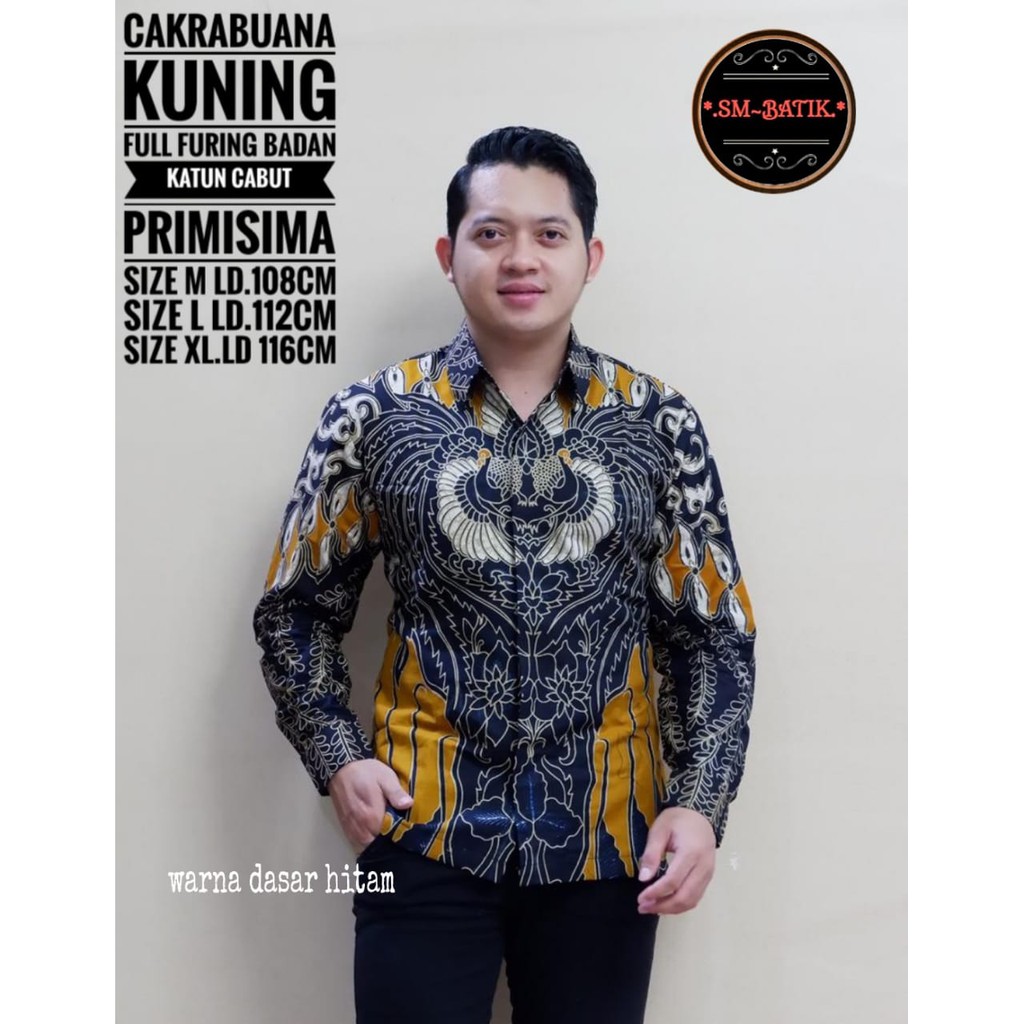 CAKRABUANA EMAS SM BATIKSOLOAMANAH KEMEJA BATIK SOLO PRIA LENGAN PANJANG LAPIS FURING ATASAN BATIK PREMIUM MODERN KATUN HALUS BANGAU LEMON WISAKA MERAH PARANG KAWIBAWAN PERMANA MERAH BANGAU LEMON PANJI LESMONO NAVY GUNARDO BIMO IJO GUNAWAN GURDO IJO KLA