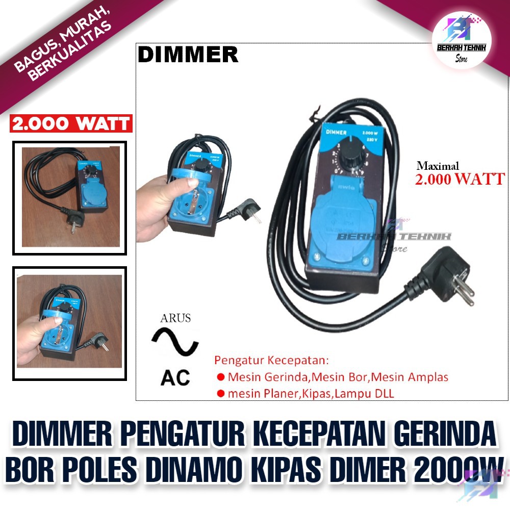 Dimmer Pengatur Kecepatan Gerinda Bor Poles Dinamo Kipas Dimer 2000W