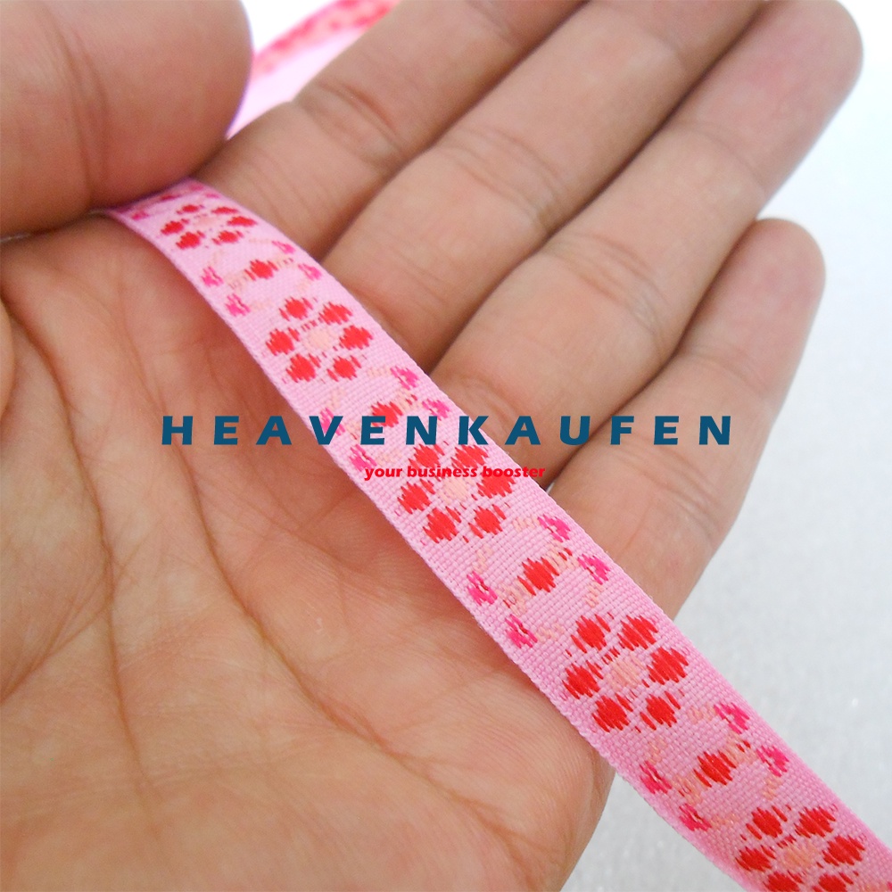 Pita Renda Lebar 1 cm Motif Bunga Pink - Merah Per Rol isi 18 Meter Kode G