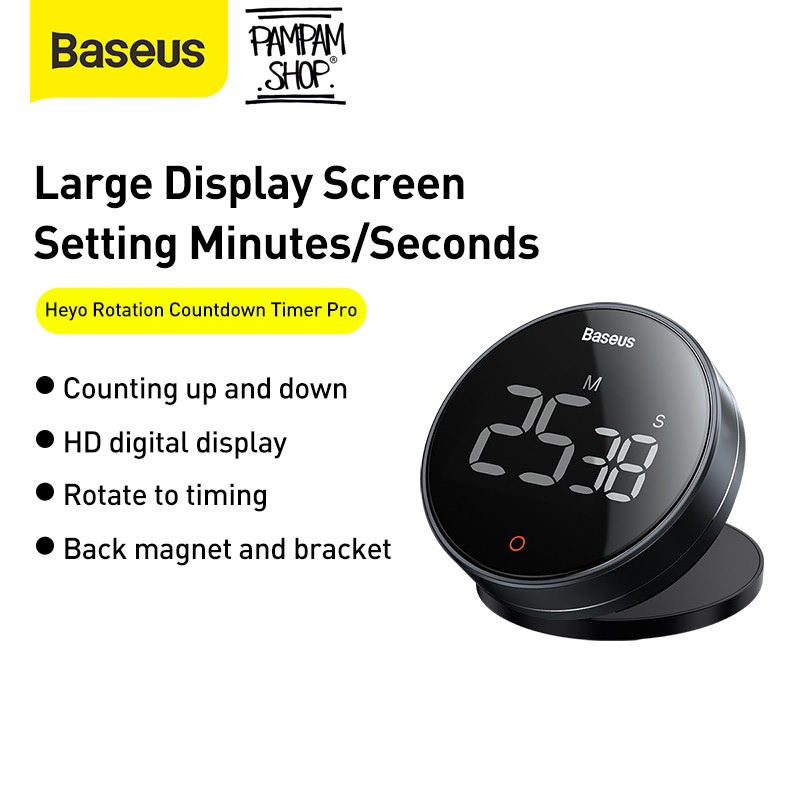 BASEUS ORIGINAL Timer HEYO PRO Rotation Countdown Digital Kitchen Alarm Pengingat Waktu Lama Jam Masak Reminder Ori