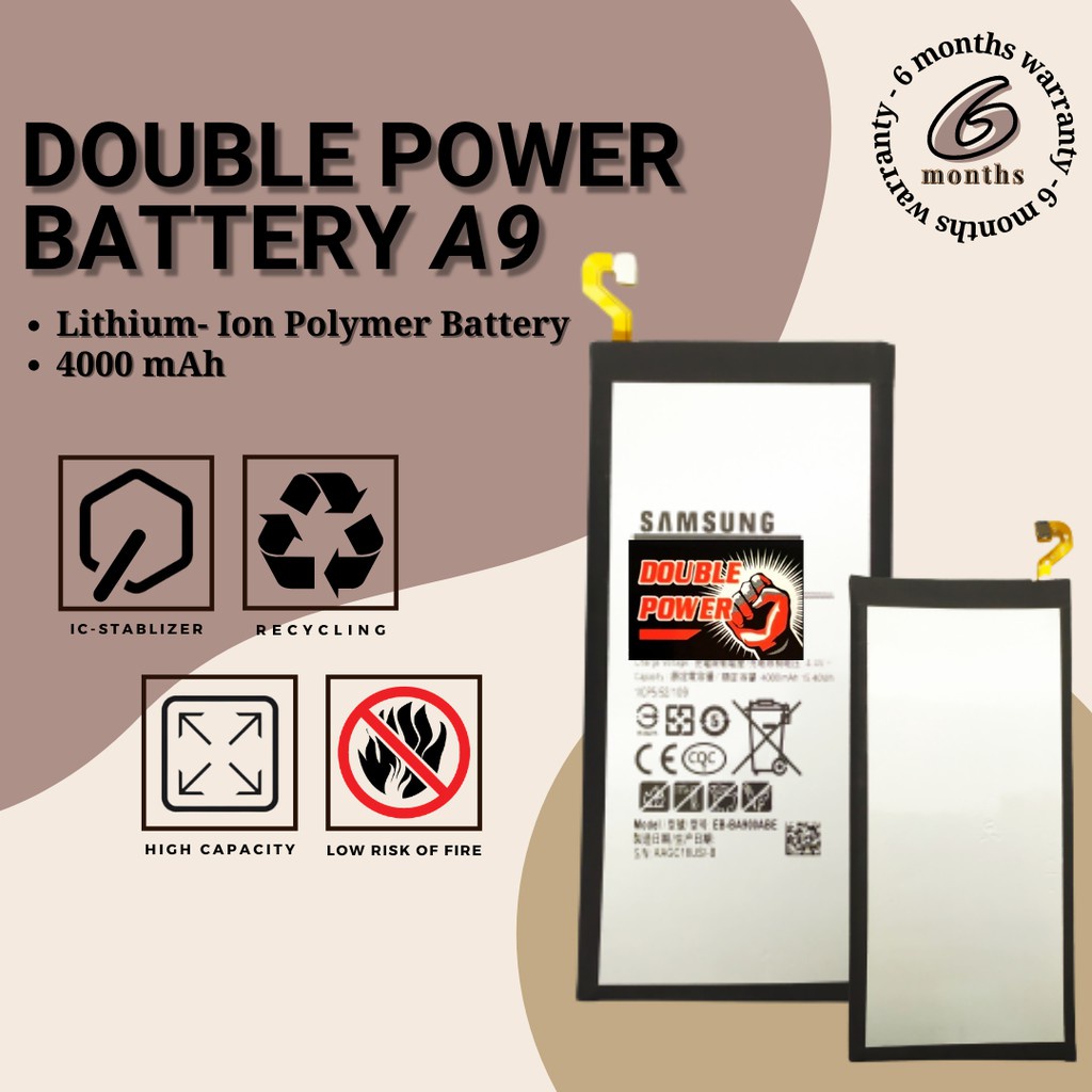 BATERAI SAMSUNG A9 BATTERY DOUBLE POWER SAMSUNG A9 A9 2016 4000mAh