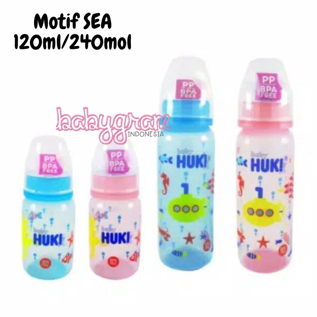 Huki Baby Botol Susu 60ml dan 120ml Dot Nipple Silicone Reguler dan Gepeng