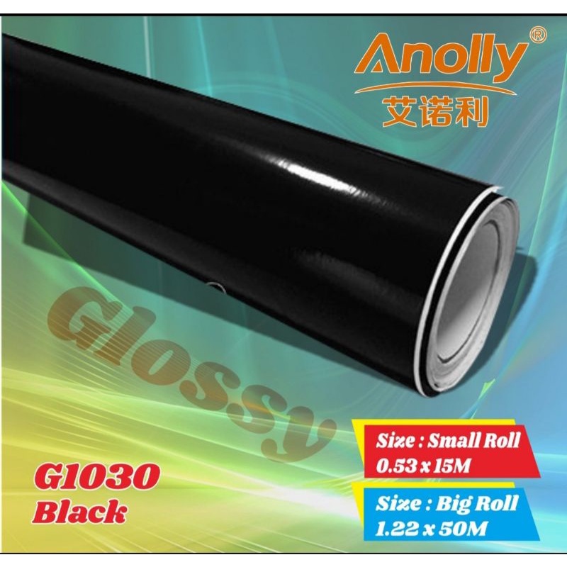 Sticker Stiker Skotlet Black Hitam Glossy Anolly G1030 lebar 50cm - permeter