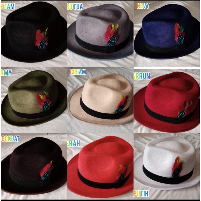 topi fedora bulu merak hat