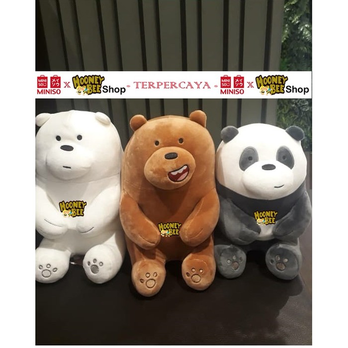 Miniso - Boneka We bare bears Doll Sitting Ice bear Grizzly Panda - Grizzly Berkualitas