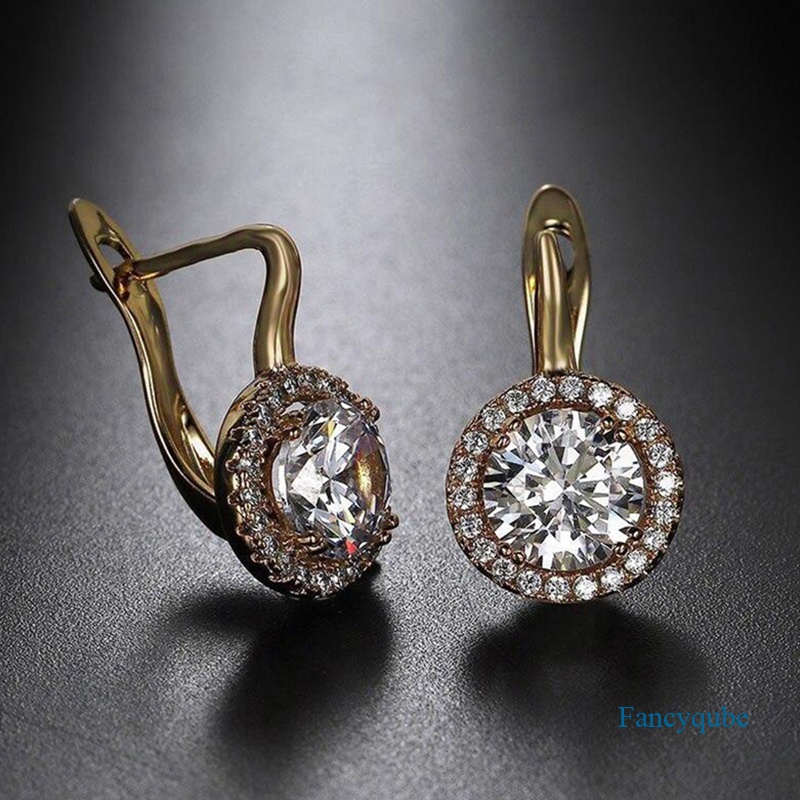 Anting Cubic Zirconia Warna Emas Untuk Wanita