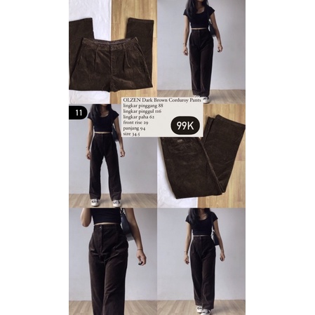 OLZEN Dark Brown Corduroy Pants