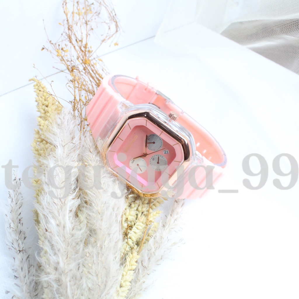 ✅COD-Jam tangan wanita fashion segi tiga jarum kombinasi Aktif tanggal jam import TE1040