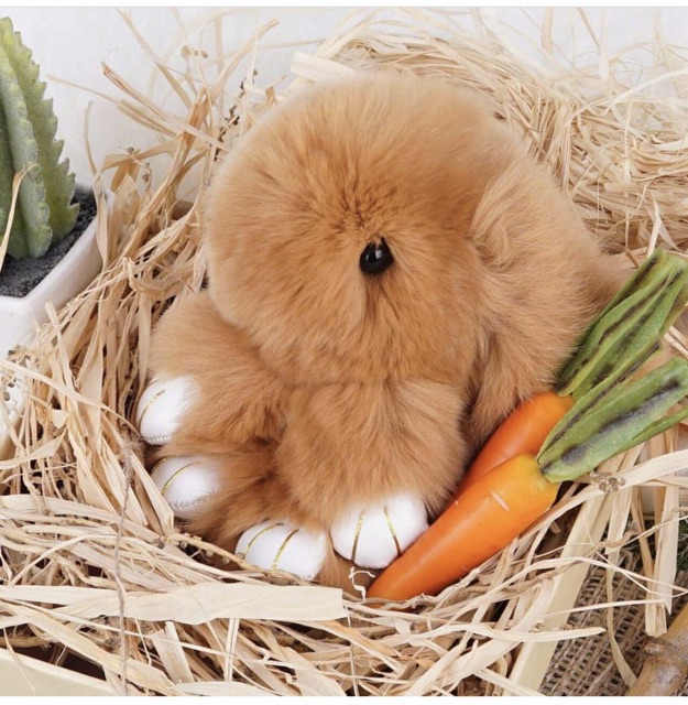 Gantung tas model kelinci, Rabbit fox fur, size besar ( 18-20 cm )