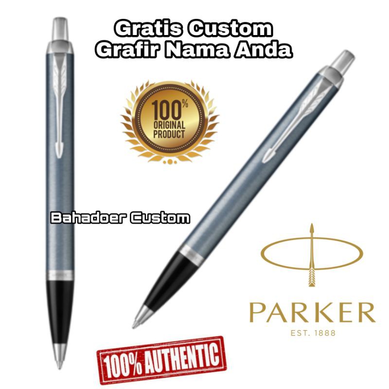 

PULPEN SIGNATURE PARKER ORIGINAL NEW IM BLUE LIGHT BLACK CLIP SILVER GRATIS CUSTOM GRAFIR NAMA ANDA