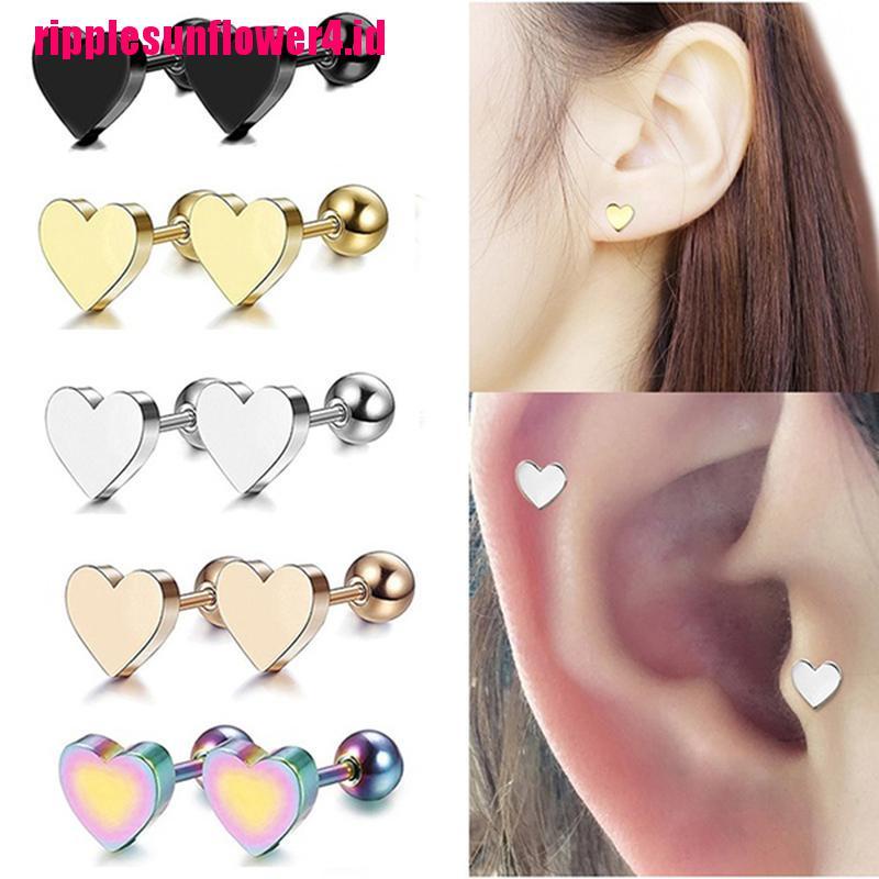 1pc Anting Tusuk Bentuk Hati Bahan Stainless Steel