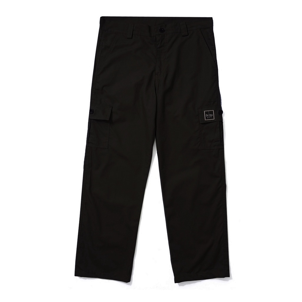 Dritto Long Pants Cargo - Celana Cargo Panjang Unisex - Hitam