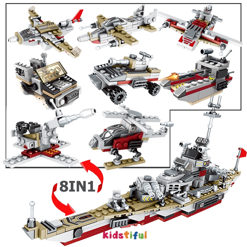 Mainan Anak 400Pcs Kapal Perang Mainan Balok Mainan Edukasi