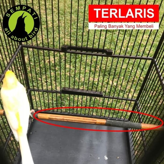 TANGKRINGAN SANGKAR BURUNG KENARI KAYU JATI MERK SEMPATI PREMIUM