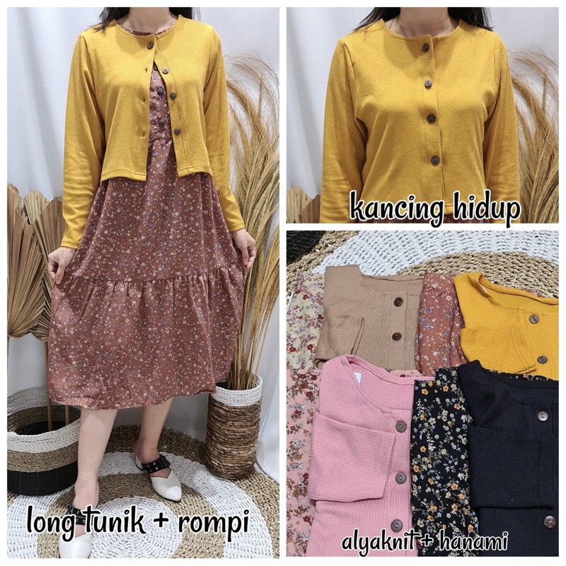 Midi Dress Cavell Alyaknit Mix Ceruty Hanima