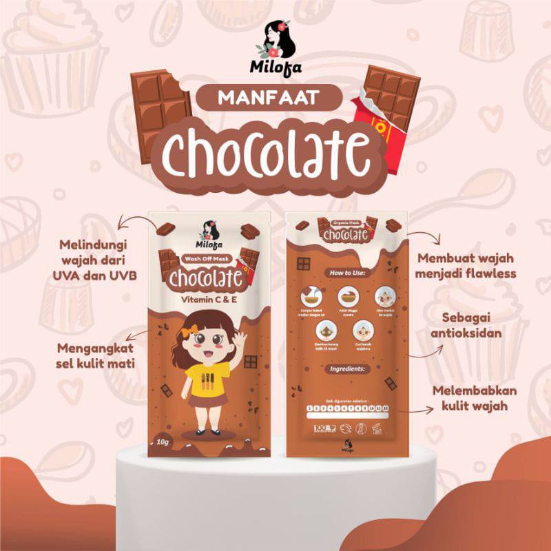 Masker Bubuk Wajah Organik MILOFA 10Gr Original BPOM Face Mask Powder + KUAS WAJAH Vitamin C &amp; E Mencerahkan dan Melembabkan Kulit Wajah