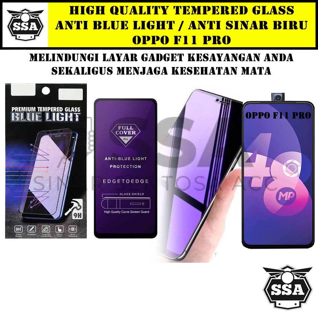 Tempered Glass Oppo F11 Pro Anti Blue Light Anti Sinar Biru F 11 Pro Plus Ori Original Hp Pelindung Layar Temper Anti Lecet Gores TG Murah Berkualitas