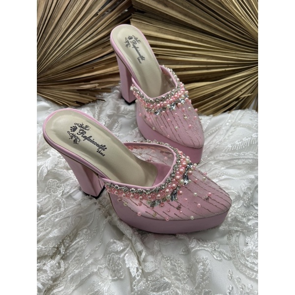 sepatu wedding wanita syantika pink tinggi 12cm tahu