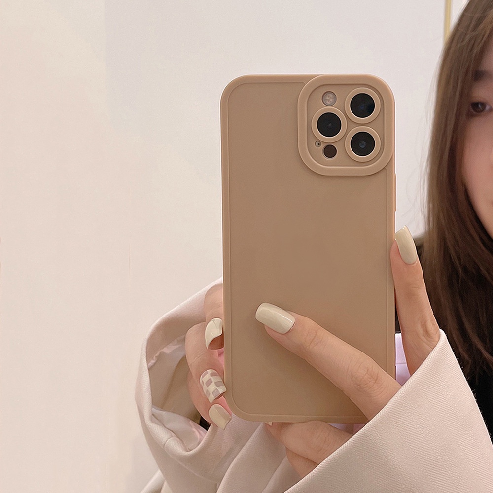 Samsung A12 M12 A15 A54 A5s Y12i Y21 2021 Y12 Y21s Y20 Y20i Y33s Y12s Y20i A12 A7 A16 A35 A15s A11K Y17 Y15 Y11 Glossy TPU Candy Solid Color Soft Phone Case Bright Silicone Bumper Soft Cover-Y1(Milk Tea Color)