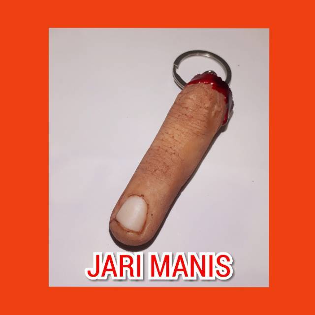 Souvenir pernikahan gantungan kunci unik model jari mutilasi jari manis bahan resin