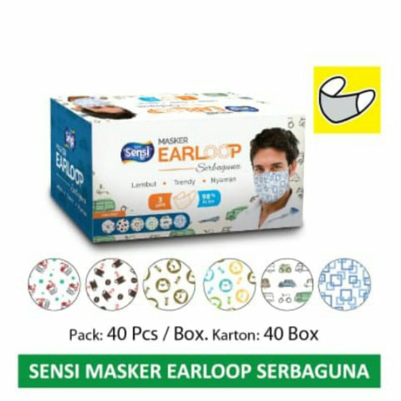 

SensiMaskerEarloopSerbaguna isi 40pcs