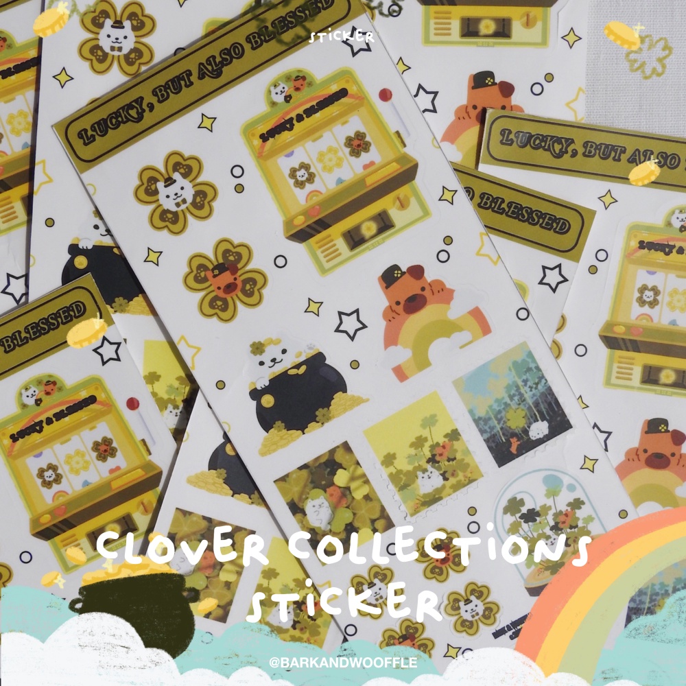 

BARK AND WOOFFLE Clover Collections Sticker Pack / Stiker Die Cut Ilustrasi