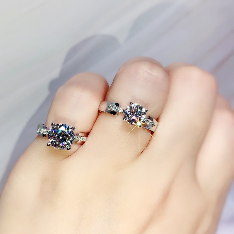 Cincin Moissanite Warna Silver Untuk Wanita