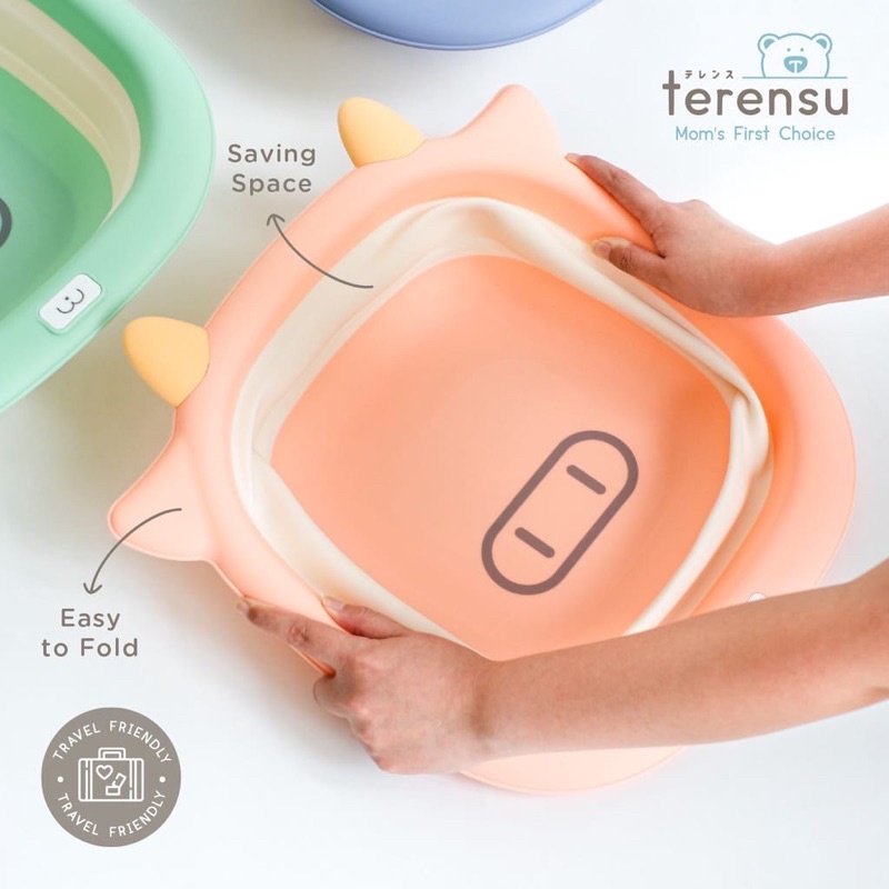 Terensu Baskom Lipat Portabel Folding Wash Multifungsi Ember Lipat Cuci Botol Bayi Seka Badan Traveling Bepergian