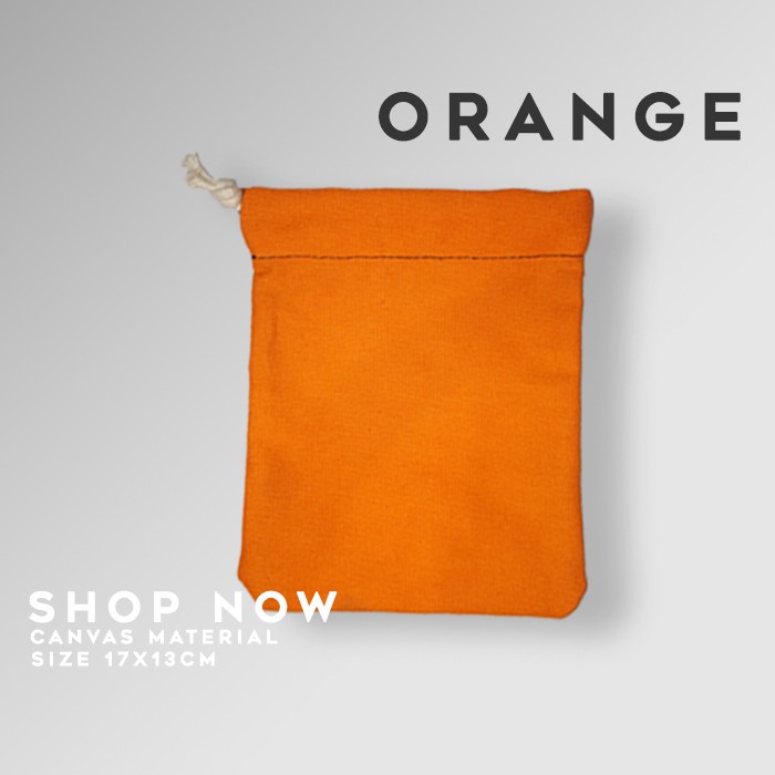 

NEW Pouch Serut Bahan Kanvas Awet Tebal Ukuran 14x17 Tas Kecil - Orange