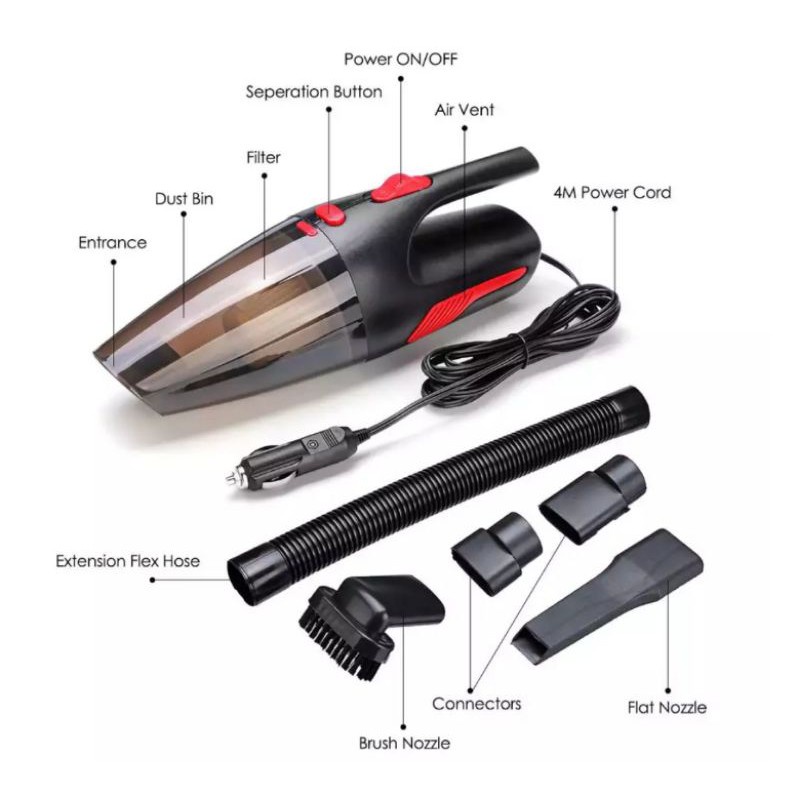 vacum Penyedot Debu Mobil Vacuum Cleaner 120W dengan Lampu LED Vacuum Vacuum Cleaner Alat Penyedot Debu Mobil Listrik