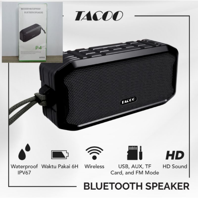 TACOO Wireless Bluetooth Speaker Hi-Fi Sound Super Bass Waterproof