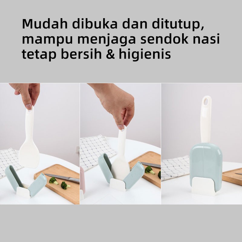 [Kaizen Living] Sendok Nasi Dengan Penutup Otomatis Holder Nasi