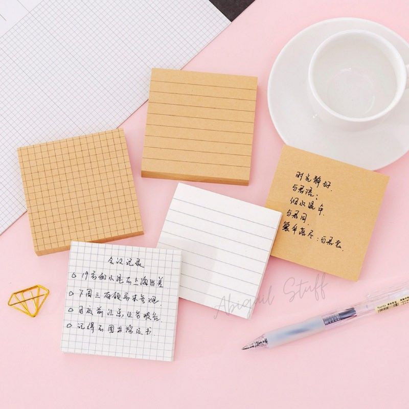 

Sticky Notes Memopad Kraft and White Blank, Line, Grid