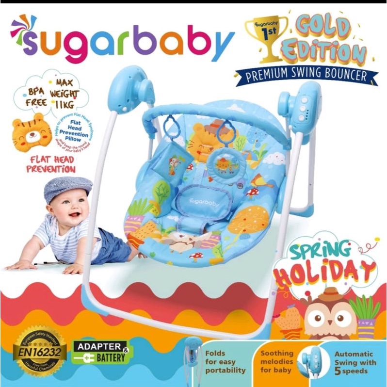 SUGARBABY SWING BOUNCER GOLD EDITION - ayunan bayi FREE BUBBLE WRAP