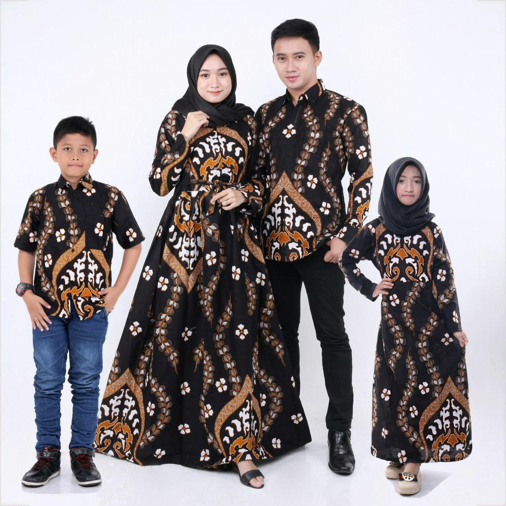 Saroja (088) Couple Keluarga Batik Gamis Batik Katun Premium Motif Masjid